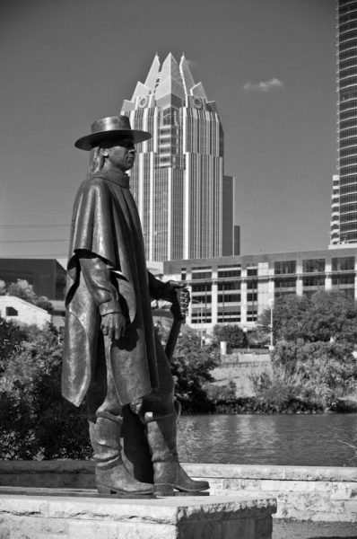 Stevie Ray Vaughn Statue BW